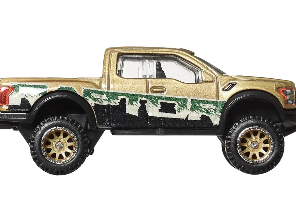 2017 Ford F-150 Raptor Pickup Truck Gold Metallic with Graphics "HW Off Road" Series Diecast Model Car by Hot Wheels