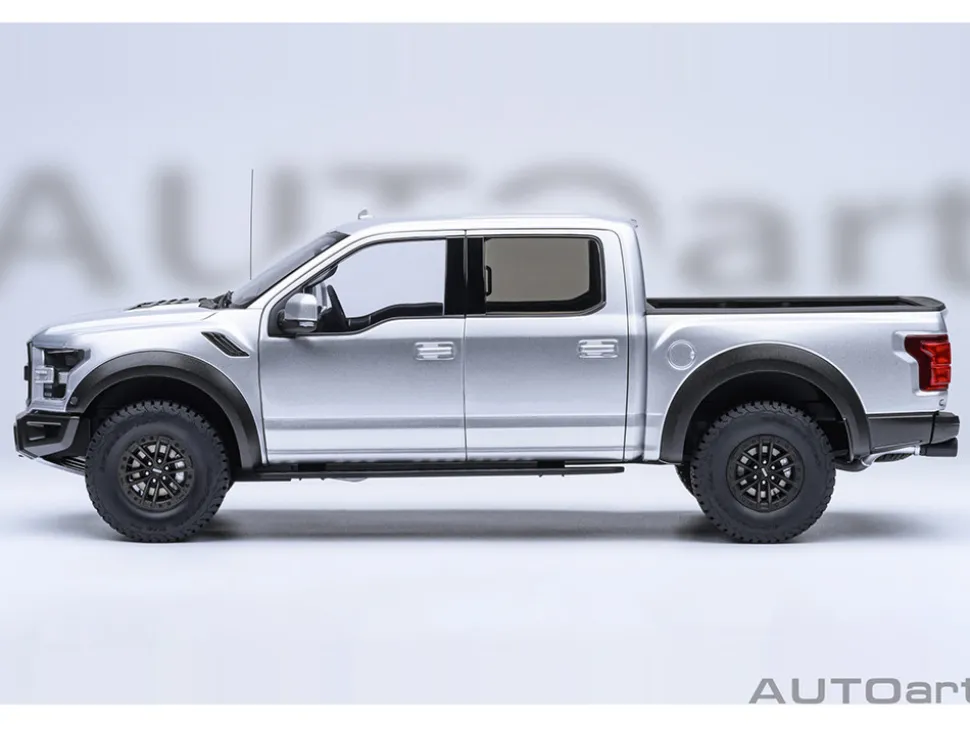 2019 Ford F-150 Raptor Pickup Truck Ingot Silver 1/18 Model Car by Autoart