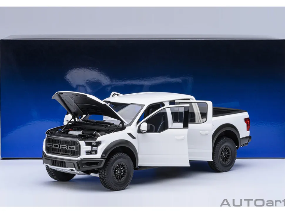 2019 Ford F-150 Raptor Pickup Truck Oxford White 1/18 Model Car by Autoart