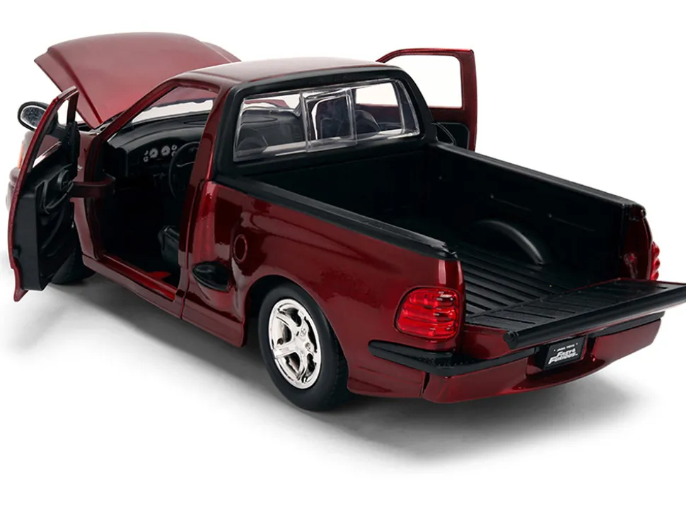Ford F-150 SVT Lightning Pickup Truck Red Color Brush Finish "The Fast and the Furious" (2001) Movie "25 Years of Fast & Furious" Series 1/24 Diecast Model Car by Jada