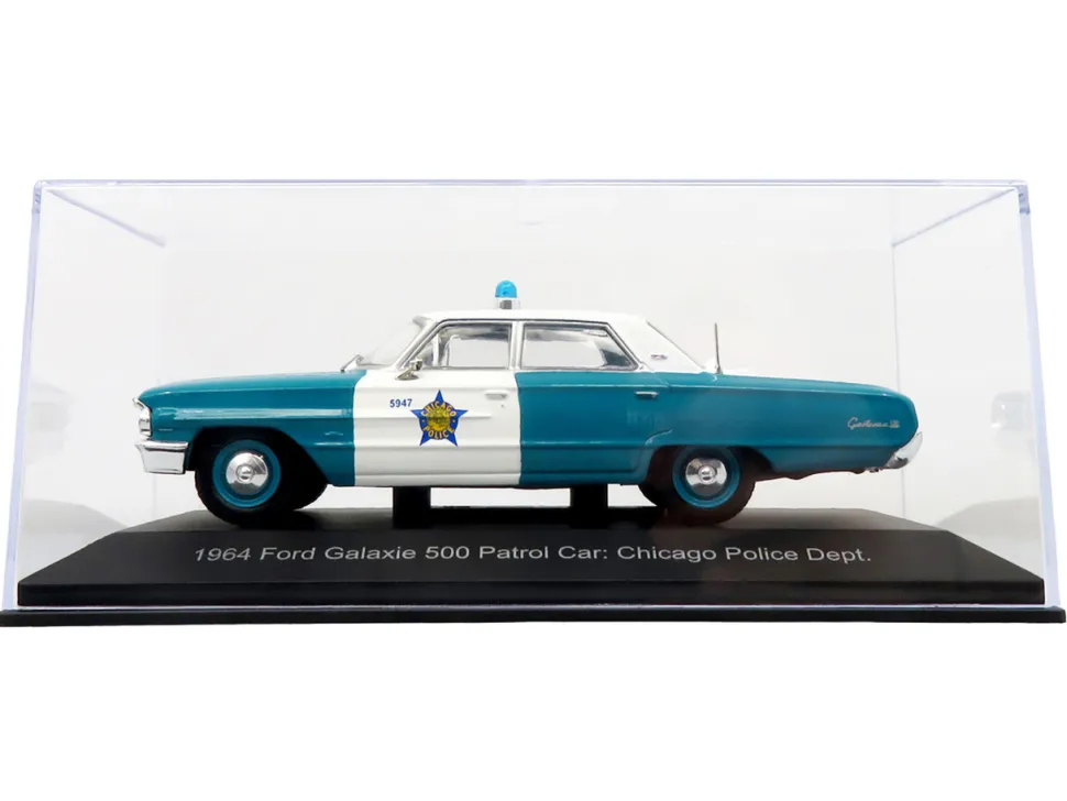 1964 Ford Galaxie 500 Police Car "Chicago Police Department" Blue and White "Five0" Series Limited Edition to 504 pieces Worldwide 1/43 Diecast Model by Iconic Replicas