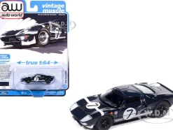 1965 Ford GT40 #7 Blue Black with White Stripes "Vintage Muscle" Series 1/64 Diecast Model Car by Auto World