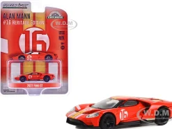 2022 Ford GT Heritage Edition #16 Alan Mann "1966 Ford AM GT-1 Prototype Tribute" Red with Stripes "Hobby Exclusive" Series 1/64 Diecast Model Car by Greenlight