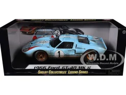 1966 Ford GT-40 MK 2 Blue Dirty Version #1 1/18 Diecast Car Model Shelby Collectibles 405
