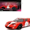 Ford GT40 MK1 Red with White Stripes and Graphics "Pink Slips" Series 1/18 Diecast Model Car by Jada