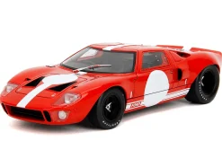 Ford GT40 MK1 Red with White Stripes and Graphics 