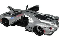 2017 Ford GT #17 Silver Metallic Black Stripes Ford Performance Bigtime Muscle Series 1/24 Diecast Model Car Jada 33857