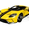 2017 Ford GT Triple Yellow Black Stripes 1/18 Model Car Autoart 72944