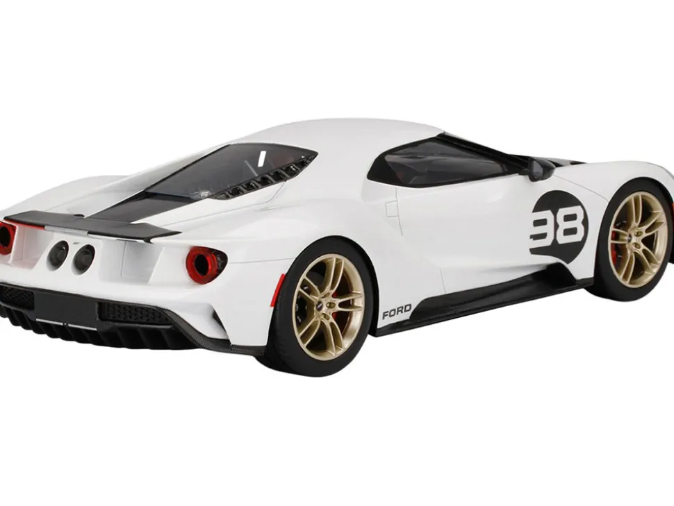 2021 Ford GT #98 White Black Hood Heritage Edition 1/18 Model Car Top Speed TS0317