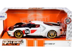 2021 Ford Gt #98 White Heritage Edition Bigtime Muscle Series 1/24 Diecast Model Car Jada 32700