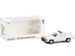 1980 1991 Ford LTD Crown Victoria Police White with Light Bar Hot Pursuit Hobby Exclusive Series 1/64 Diecast Model Car Greenlight GL43007L