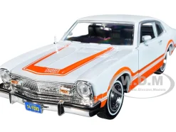 1974 Ford Maverick Grabber White Orange Stripes Forgotten Classics Series 1/24 Diecast Model Car Motormax 73332w