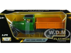 1931 Ford Model AA Pickup Truck Dark Green Black Platinum Collection Series 1/24 Diecast Model Car Motormax 79377