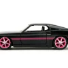 1969 Ford Mustang Black Metallic with Pink Stripes and Wheels Pink Slips Series 1/32 Diecast Model Car Jada 34853
