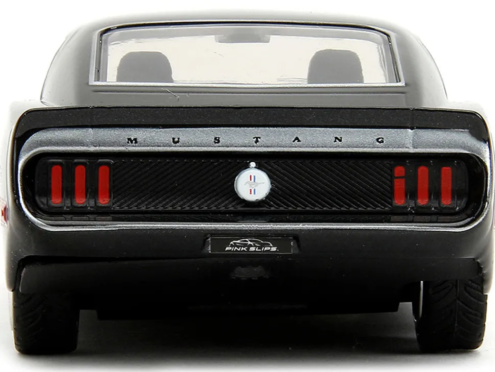 1969 Ford Mustang Black Metallic with Pink Stripes and Wheels Pink Slips Series 1/32 Diecast Model Car Jada 34853