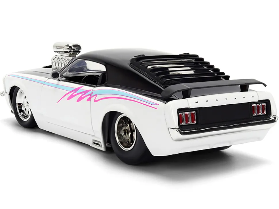 1970 Ford Mustang Boss 429 Black and White with Graphics "Bigtime Muscle" Series 1/24 Diecast Model Car by Jada