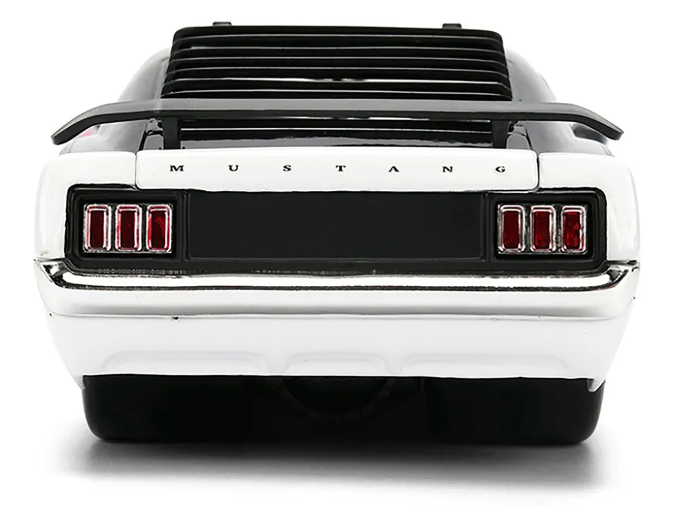 1970 Ford Mustang Boss 429 Black and White with Graphics "Bigtime Muscle" Series 1/24 Diecast Model Car by Jada