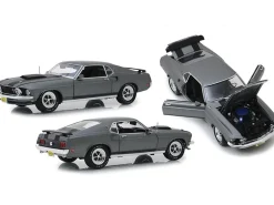1969 Ford Mustang BOSS 429 Gray Black Stripes John Wick 2014 Movie 1/18 Diecast Model Car Highway 61 18016