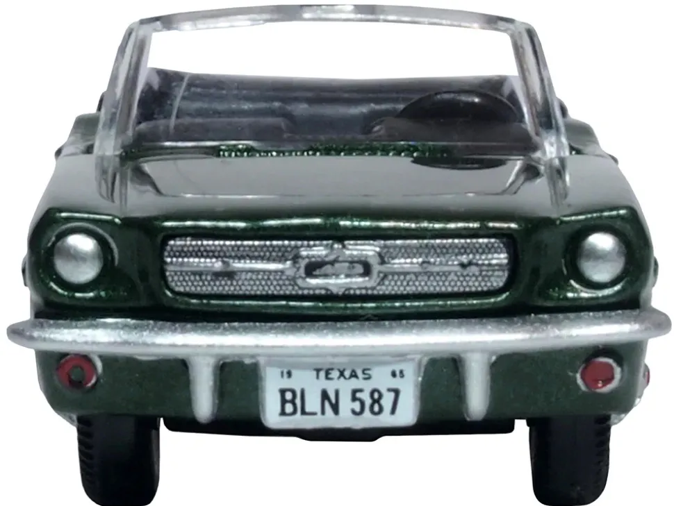 1965 Ford Mustang Convertible Ivy Green Metallic 1/87 HO Scale Diecast Model Car Oxford Diecast 87MU65006