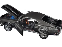 1969 Ford Mustang Dark Gray Metallic with Black Stripes "John Wick" (2014) Movie "Silver Screen Machines" Series 1/18 Diecast Model Car by Auto World