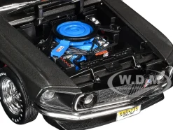 1969 Ford Mustang Dark Gray Metallic with Black Stripes