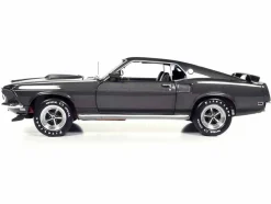 1969 Ford Mustang Dark Gray Metallic with Black Stripes