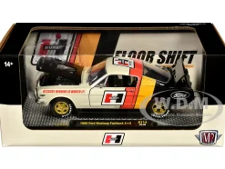 1966 Ford Mustang Fastback 2+2 Off White and Black with Red and Yellow Stripes 
