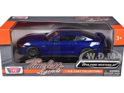 2018 Ford Mustang GT 5.0 Blue Black Wheels 1/24 Diecast Model Car Motormax 79352