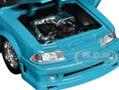 1989 Ford Mustang GT Blue with Black Hood Stripes 