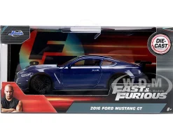2016 Ford Mustang GT Dark Blue Metallic with White Stripe