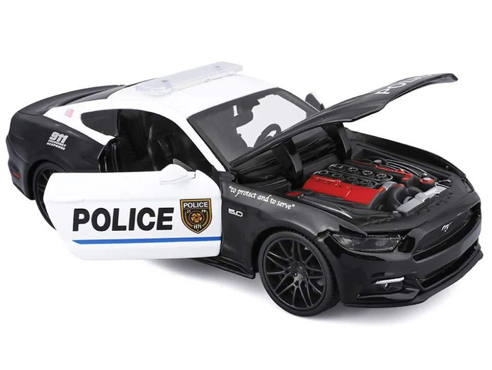 2015 Ford Mustang GT 5.0 "Police" Black and White "Authority" Series 1/24 Diecast Model Car by Maisto
