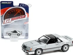 1982 Ford Mustang GT 5.0 Silver Metallic Black Stripes Greenlight Muscle Series 26 1/64 Diecast Model Car Greenlight 13310 D