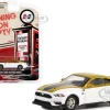 2021 Ford Mustang Mach 1 White and Gold with Black Stripe Hurst Performance Running on Empty Series 15 1/64 Diecast Model Car Greenlight 41150E