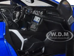2020 Ford Mustang Shelby GT500 Fast Track Ford Performance Blue Metallic White Stripes 1/18 Diecast Model Car Solido S1805901