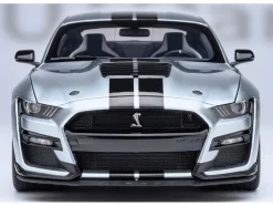 Ford Mustang Shelby GT500 Iconic Silver Metallic with Black Stripes 1/18 Model Car by Autoart