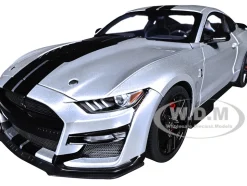 Ford Mustang Shelby GT500 Iconic Silver Metallic with Black Stripes 1/18 Model Car by Autoart