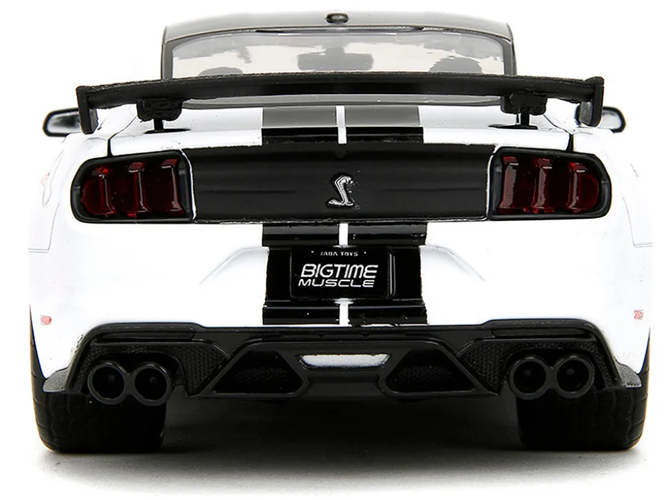 2020 Ford Mustang Shelby GT500 #65 White with Black Top and Stripes "Ford Performance" "Bigtime Muscle" Series 1/24 Diecast Model Car by Jada