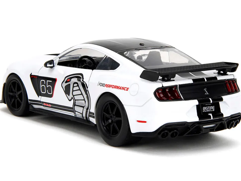 2020 Ford Mustang Shelby GT500 #65 White with Black Top and Stripes "Ford Performance" "Bigtime Muscle" Series 1/24 Diecast Model Car by Jada