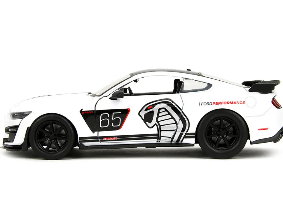 2020 Ford Mustang Shelby GT500 #65 White with Black Top and Stripes "Ford Performance" "Bigtime Muscle" Series 1/24 Diecast Model Car by Jada
