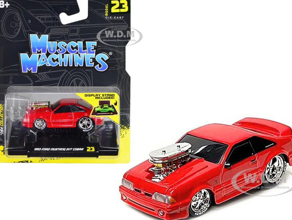 1993 Ford Mustang SVT Cobra Red 1/64 Diecast Model Car Muscle Machines 15563RD