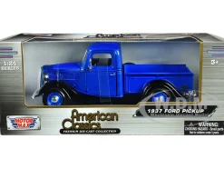 1937 Ford Pickup Truck Blue Metallic and Black American Classics 1/24 Diecast Model Car Motormax 73233AC-BLBK