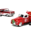 1941 Ford Pickup Truck Red White Santa's Workshop 1957 Chevrolet Bel Air Red Metallic White Express 25 Mr. and Mrs. Santa Claus Diecast Figures Holiday Rides Series 1/32 Diecast Model Cars Jada 34441