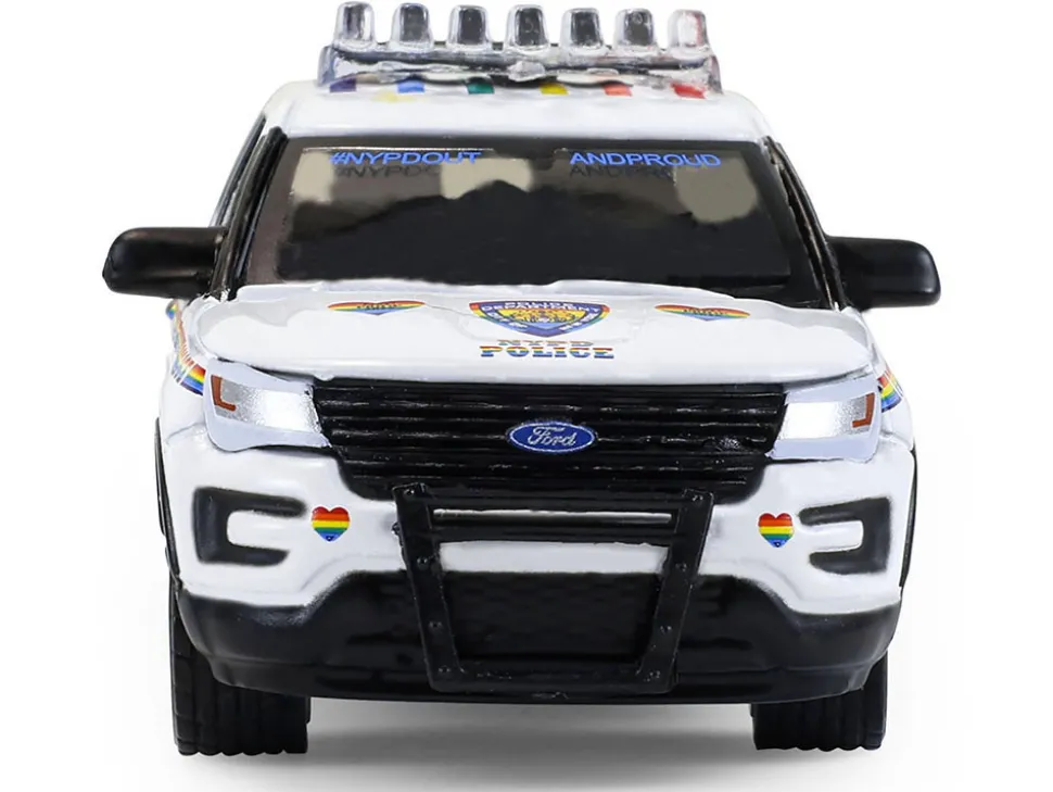 2016 Ford Police Interceptor Utility "New York Police Department (NYPD) Pride Livery" White with Rainbow Stripes "Hot Pursuit" Series 47 1/64 Diecast Model Car by Greenlight