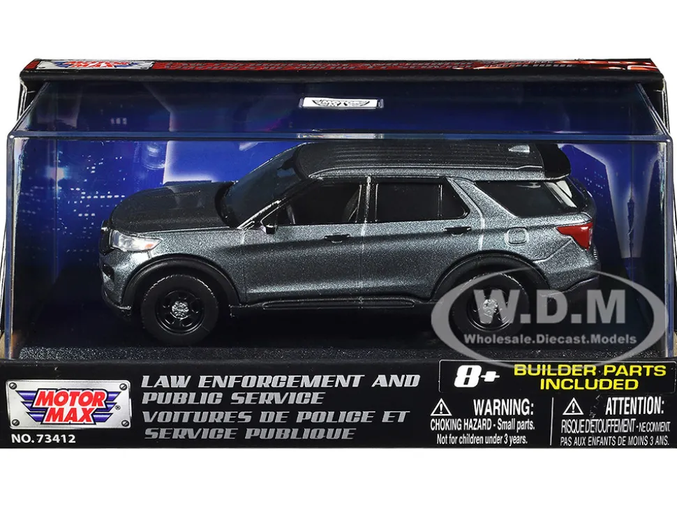 2022 Ford Police Interceptor Utility Gray Metallic Unmarked "Custom Builder's Kit" "Law Enforcement and Public Service" Series 1/43 Diecast Model Car by Motormax
