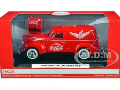 1940 Ford Sedan Cargo Van Red Pause... Go Refreshed Coca-Cola Vending Machine Accessory 1/24 Diecast Model Car Motor City Classics 424195