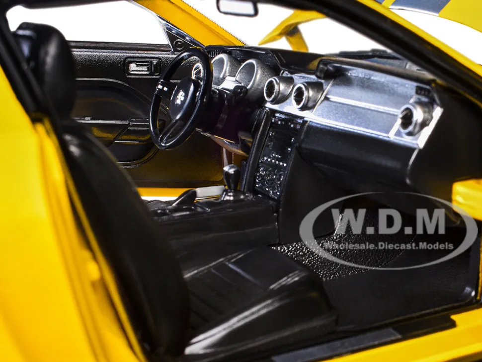 2007 Ford Shelby GT500 Yellow with Silver Stripes "Shelby Collectibles" Series 1/18 Diecast Model Car by ACME