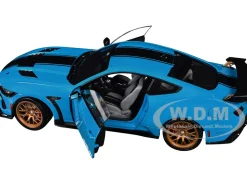 2024 Ford Shelby Mustang Super Snake Grabber Blue Metallic with Black Stripes 1/18 Diecast Model Car by Solido
