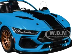 2024 Ford Shelby Mustang Super Snake Grabber Blue Metallic with Black Stripes 1/18 Diecast Model Car by Solido
