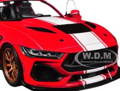 2024 Ford Shelby Mustang Super Snake Race Red with White Stripes 1/18 Diecast Model Car by Solido