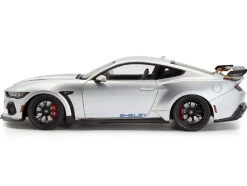 2024 Ford Shelby Mustang Super Snake Gray Metallic with Blue Stripes 1/18 Diecast Model Car by Solido